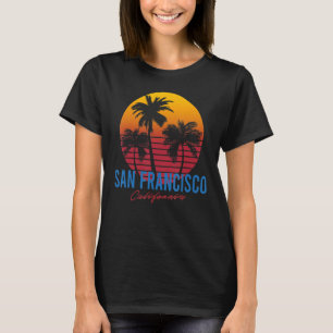 Vintage San Francisco California Palm Trees Sunset T-Shirt