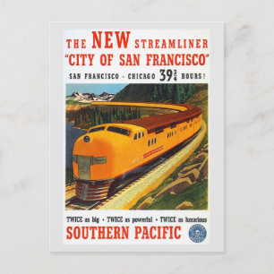 Vintage San Francisco Chicago Train Travel Postcard