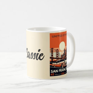 Vintage San Francisco City classic car, California Coffee Mug