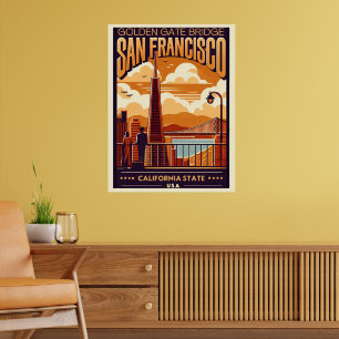 Vintage San Francisco City couple, California Poster