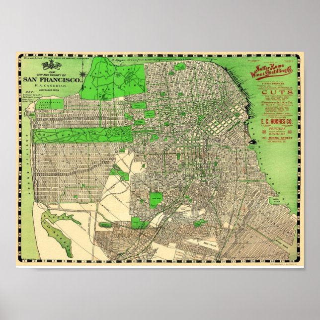 Vintage San Francisco Map from 1909 Poster (Front)