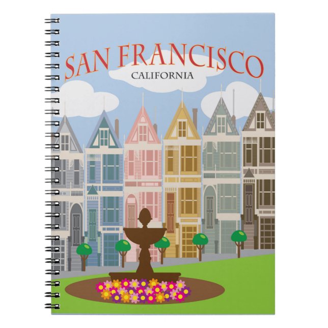 Vintage San Francisco Postcard Row Notebook (Front)