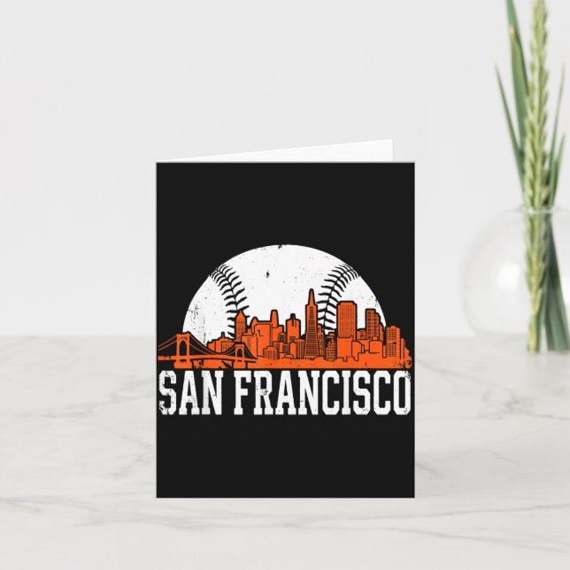 Vintage San Francisco Skyline Baseball Present Men Card (Front)