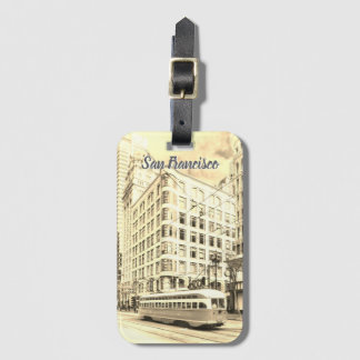 Vintage San Francisco Street with Trolley Car Luggage Tag