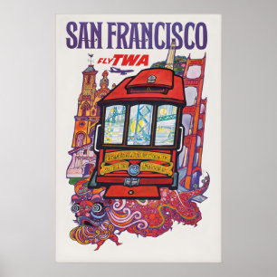 Vintage San Francisco Travel Poster Print, Cable