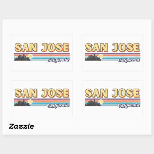 Vintage San Jose California Retro Sunset Stripe Rectangular Sticker