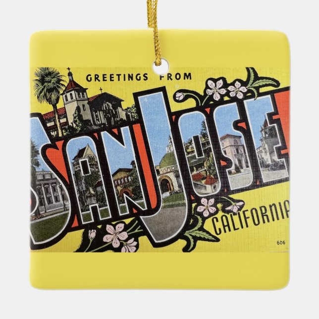 Vintage San Jose Greeting Ornament (Front)