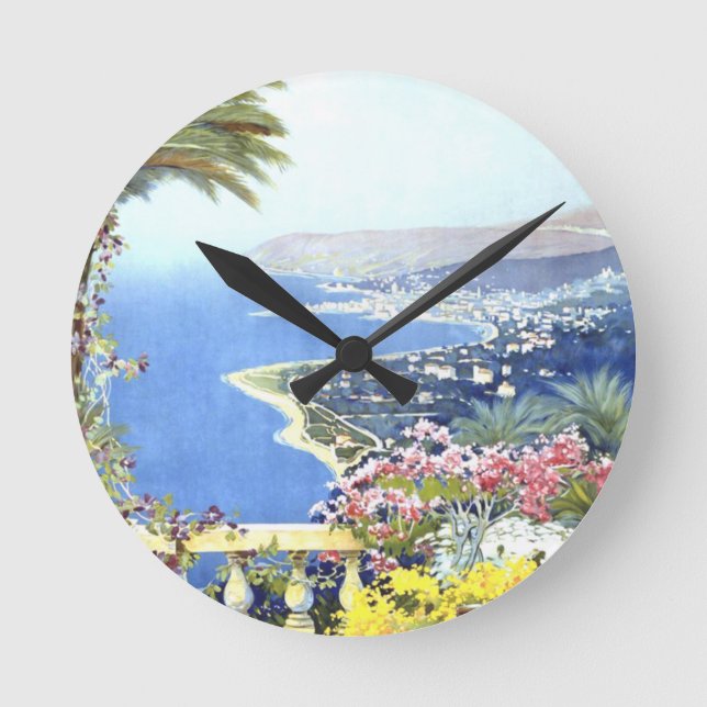 Vintage San Remo Italy Europe Travel Round Clock (Front)