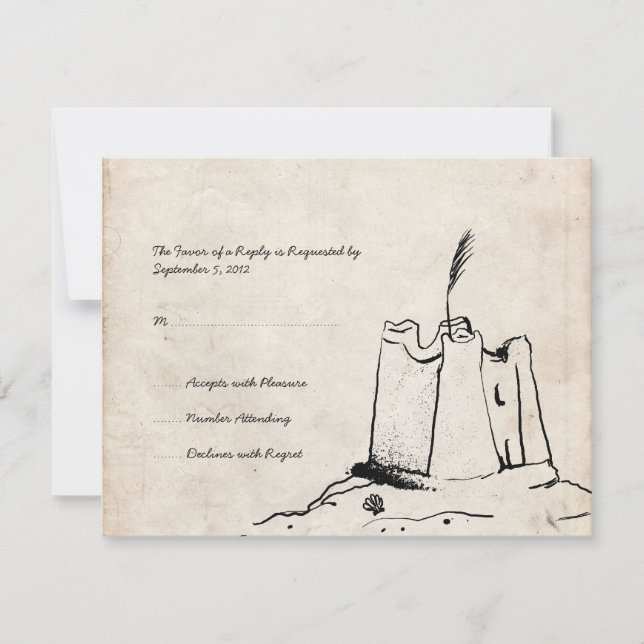 Vintage Sand Castle Wedding Invitation RSVP (Front)