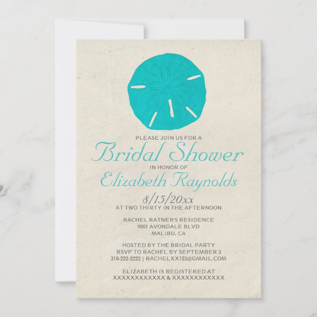Vintage Sand Dollar Bridal Shower Invitations (Front)