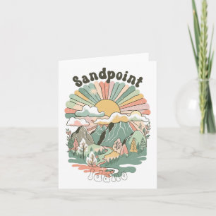 Vintage Sandpoint Idaho Mountains Hiking Sunset Gr Card