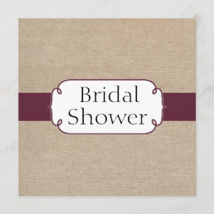 Vintage Sangria and Beige Burlap Bridal Shower Invitation