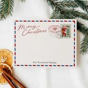 Vintage Santa Airmail Christmas Note Card