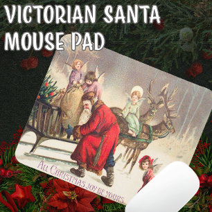 Vintage Santa and Angel Christmas Scene Mouse Pad