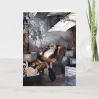 Vintage Santa and Cat Christmas Card