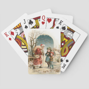 Vintage Santa and Children Playing Cards