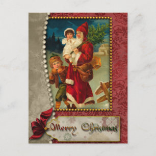Vintage Santa and Children Postcard