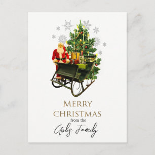 Vintage Santa and Sleigh Christmas Holiday  Postcard