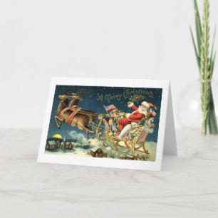 Vintage Santa and Sleigh Holiday Card