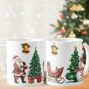 Vintage Santa and snowman, festive Christmas  Coffee Mug
