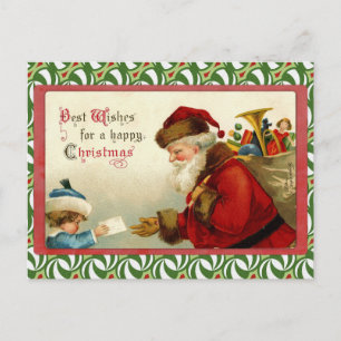 Vintage Santa and the Letter Holiday Postcard