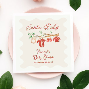 Vintage Santa Baby Christmas Baby Shower Party Napkin