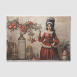Vintage Santa Baby Lady Christmas Decoupage Tissue Paper