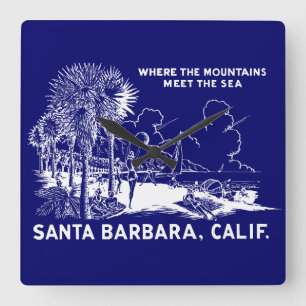 Vintage Santa Barabara California Square Wall Clock