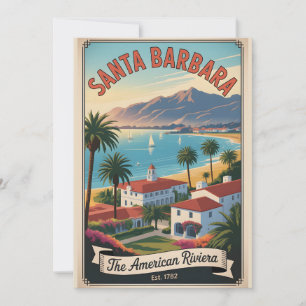 Vintage Santa Barbara California Retro Travel Holiday Card