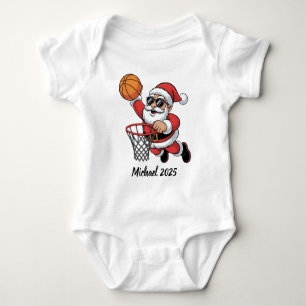 Vintage Santa Basketball Christmas 2025 Baby Bodysuit
