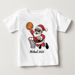 Vintage Santa Basketball Christmas 2025 Baby T-Shirt