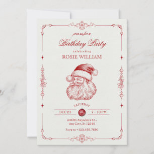 Vintage santa birthday Invitation