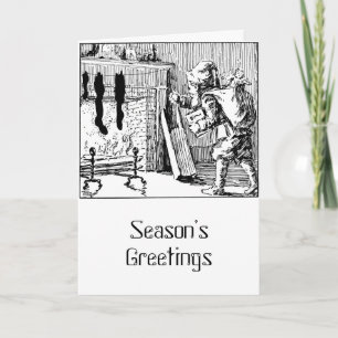 Vintage Santa Bringing Toys Greeting Card