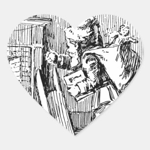 Vintage Santa Bringing Toys Heart Sticker