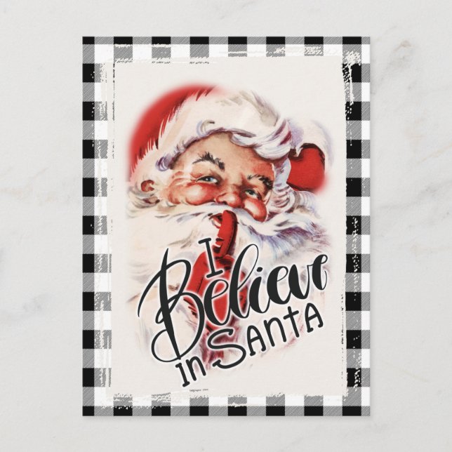 Vintage Santa Buffalo Country Christmas Greeting Postcard (Front)