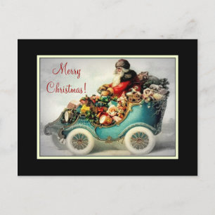 Vintage Santa Car Sleigh -Postcard Holiday Postcard