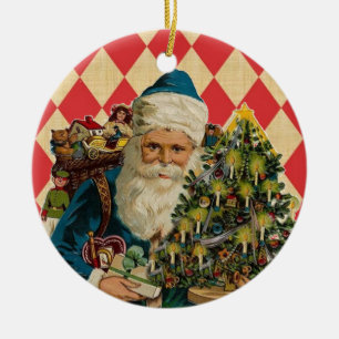 Vintage Santa Ceramic Ornament
