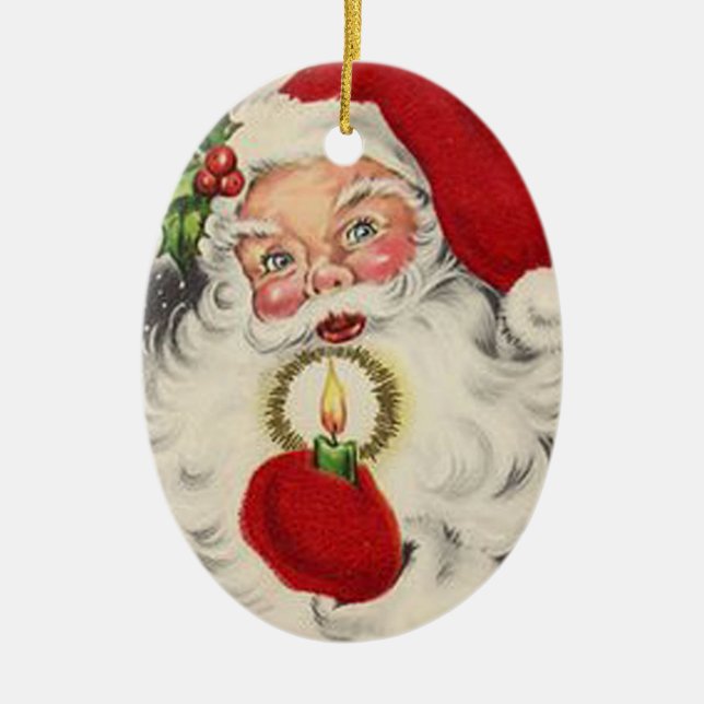 Vintage Santa Ceramic Ornament (Front)