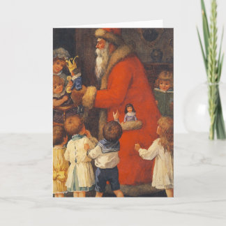 Vintage Santa Children & Toys Christmas Card