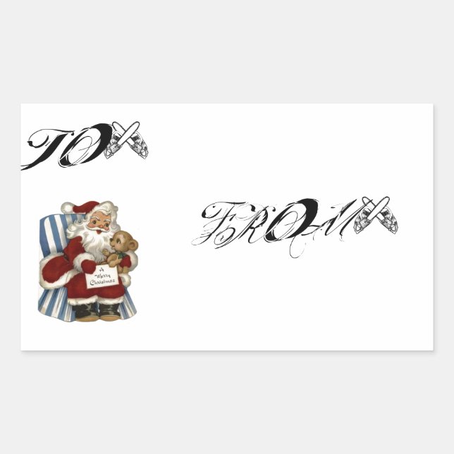 Vintage Santa  Christianity Holidays Christmas Rectangular Sticker (Front)