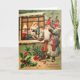 Vintage Santa Christmas Card, Customise it Holiday Card
