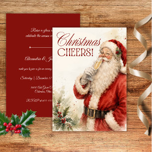 Vintage Santa Christmas Cheers Party  Invitation