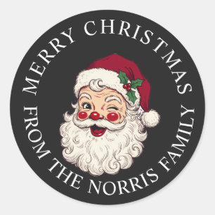 Vintage Santa Christmas Classic Round Sticker