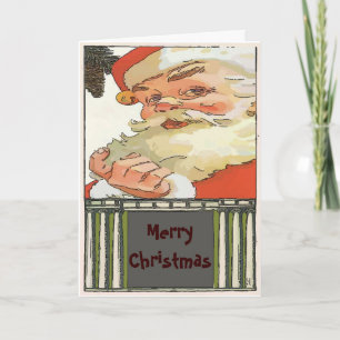 Vintage Santa Christmas edit text Holiday Card