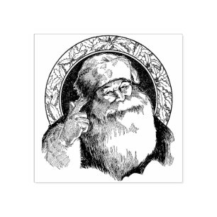 Vintage Santa Christmas Gift Rubber Stamp