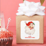 Vintage Santa Christmas Gift Square Sticker<br><div class="desc">Vintage Santa christmas gift sticker.</div>