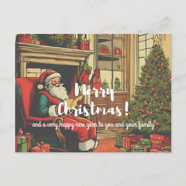 Vintage Santa Christmas Greeting Holiday Postcard (Front)