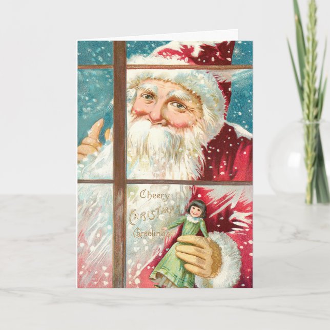 Vintage Santa, Christmas Holiday Card (Front)
