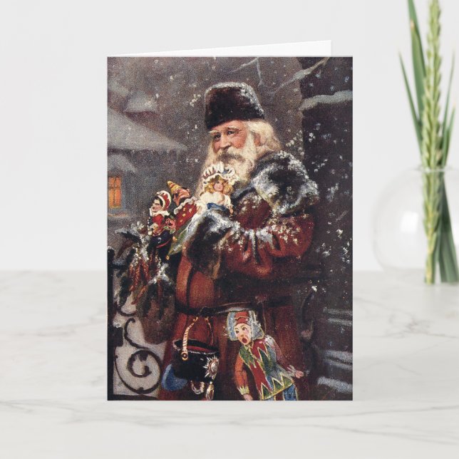 Vintage Santa, Christmas Holiday Card (Front)