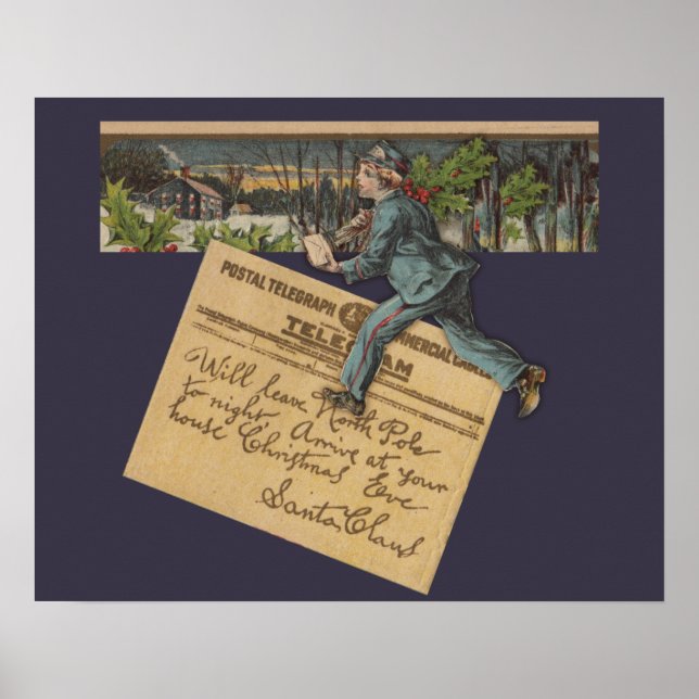 Vintage Santa Christmas Letter Poster (Front)